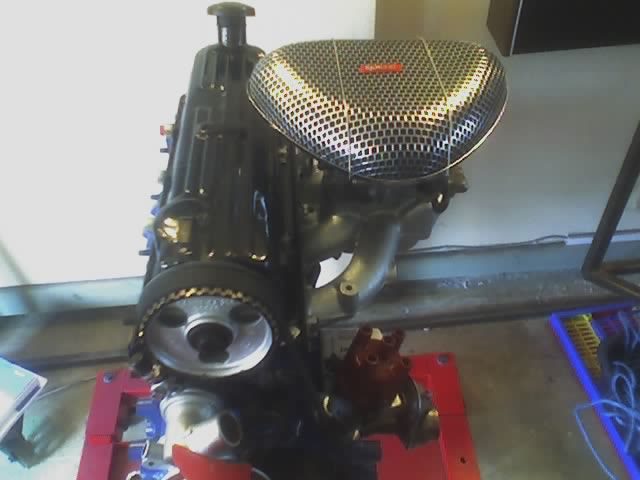 Engine with new filter on
