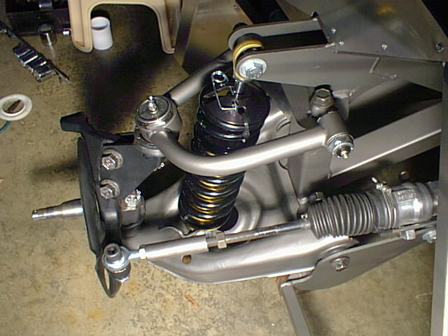 Ex of FFR upr control arms attached to FFR Mustang strut/spindle bracket