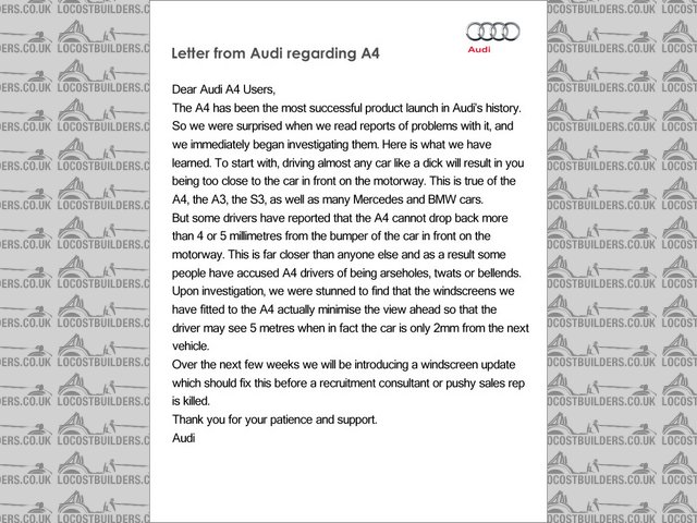 Audi letter