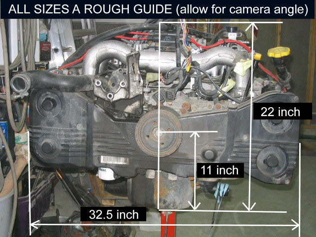 impreza engine rough dimensions